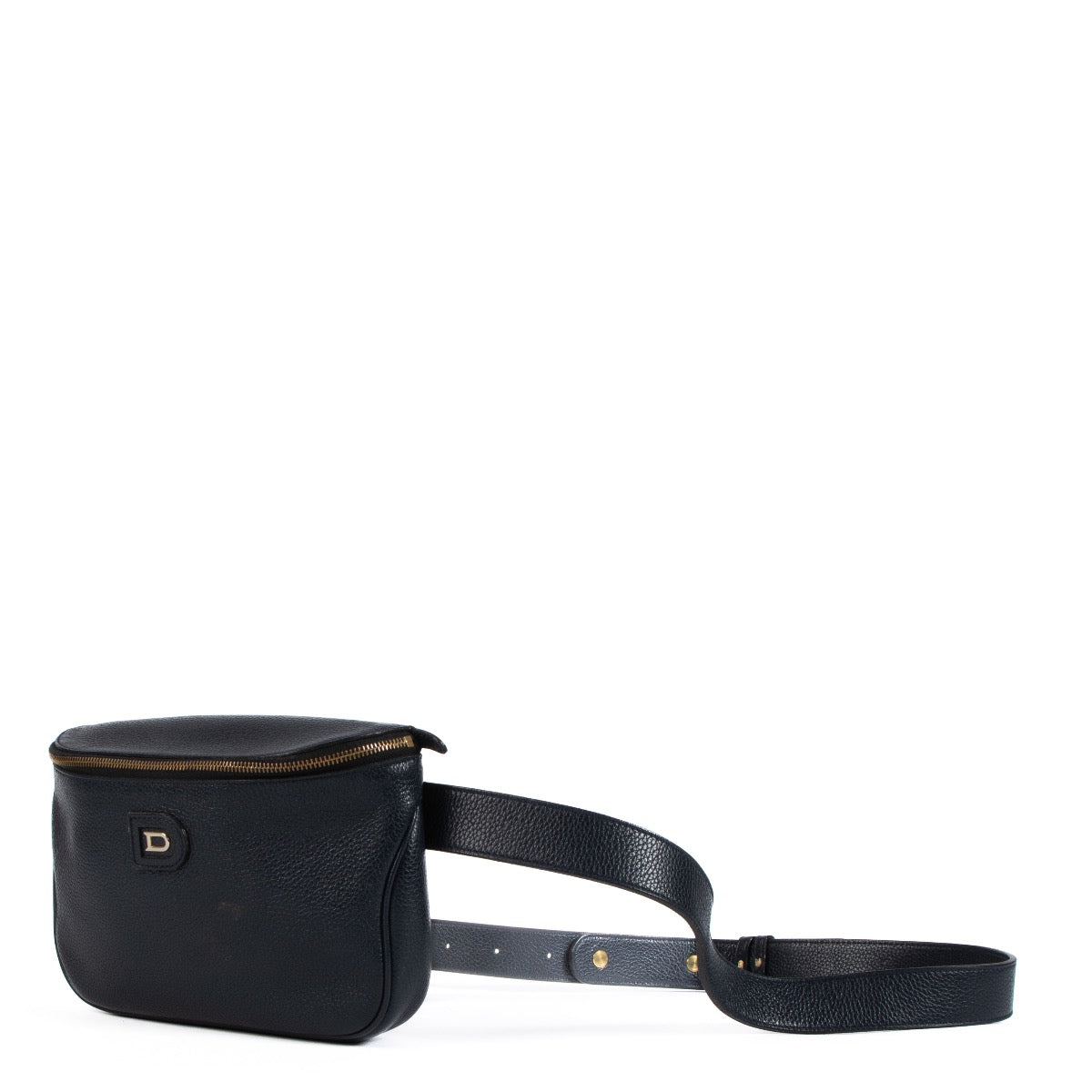 Shop safe online at Labellov in Antwerp, Brussel and Knokke this 100% authentic second hand Delvaux Navy Blue Evasion Belt Bag