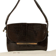 Delvaux Brown Crocodile Vintage Shoulder Bag