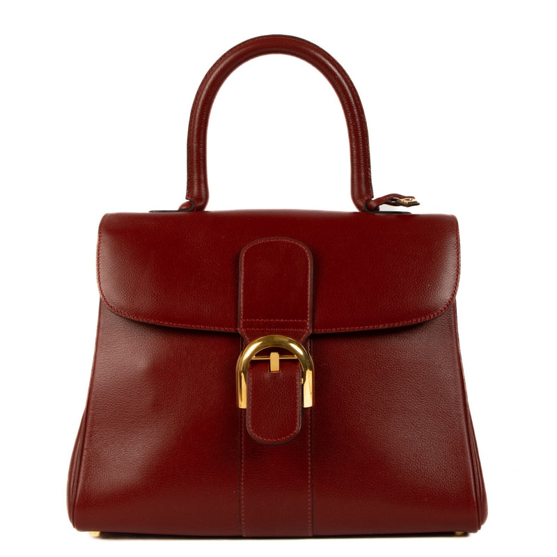 Shop safe online at Labellov in Antwerp, Brussels and Knokke this 100% authentic second hand Delvaux Burgundy Brillant MM with Cover