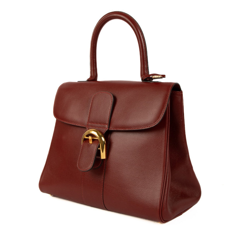 Shop safe online at Labellov in Antwerp, Brussels and Knokke this 100% authentic second hand Delvaux Burgundy Brillant MM with Cover