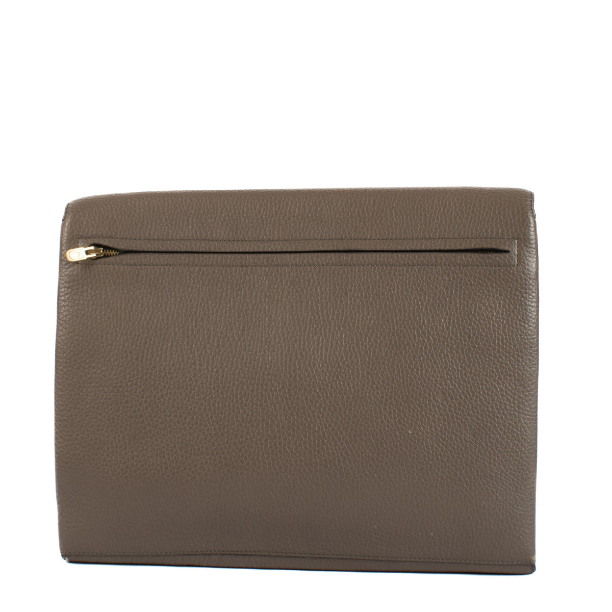 Pochette Delvaux en cuir taupe format A4