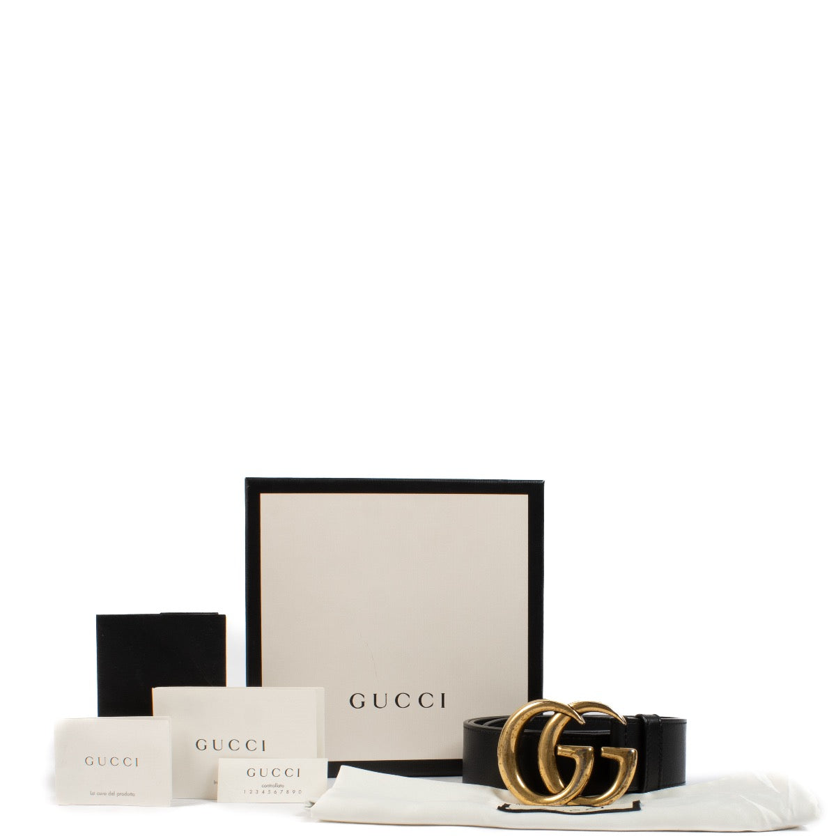 shop 100% authentic second hand Gucci Black GG Marmont Belt - Size 85 on Labellov.com