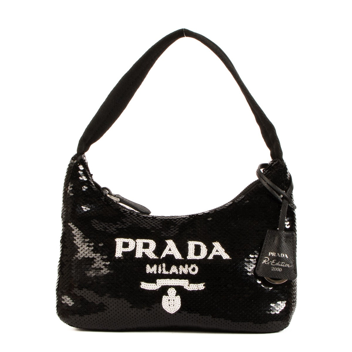 Prada Black Sequined Re-Edition 2000 Mini Bag