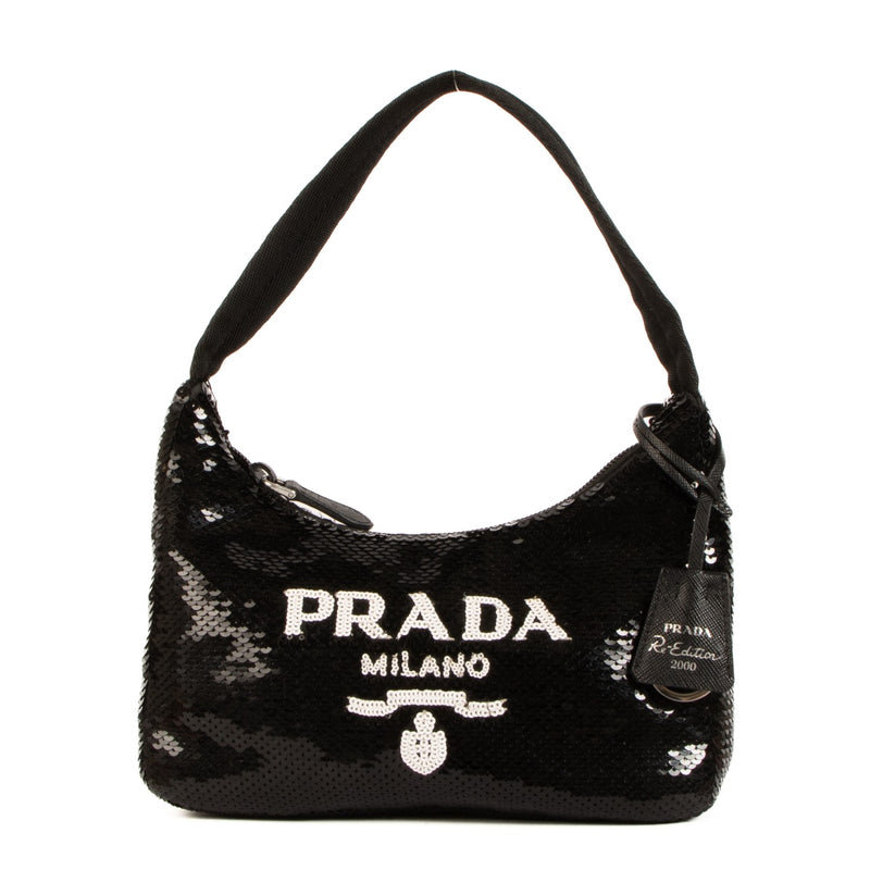 Prada Black Sequined Re-Edition 2000 Mini Bag