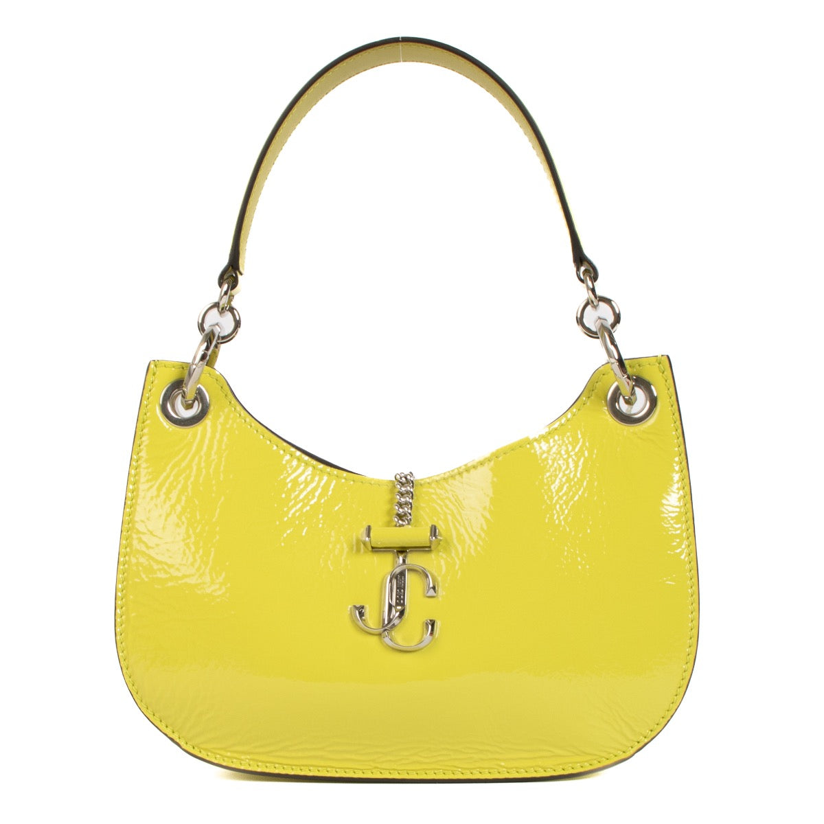 shop 100% authentic second hand Jimmy Choo Lime Patent Textured Leather Varenne Small Hobo Bag on Labellov.com