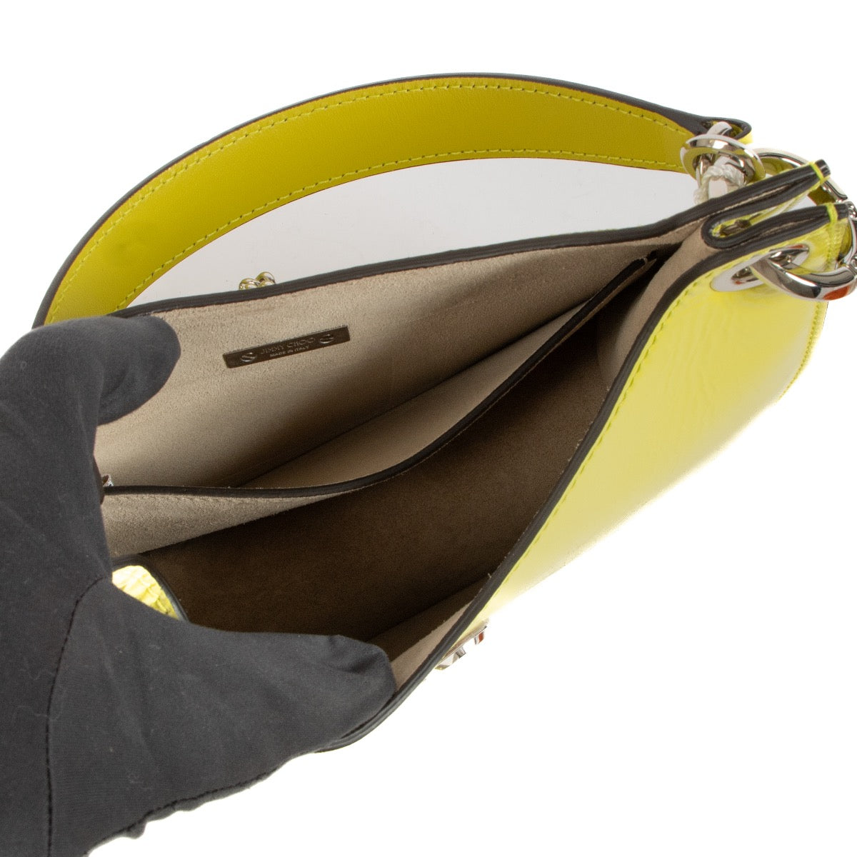 shop 100% authentic second hand Jimmy Choo Lime Patent Textured Leather Varenne Small Hobo Bag on Labellov.com