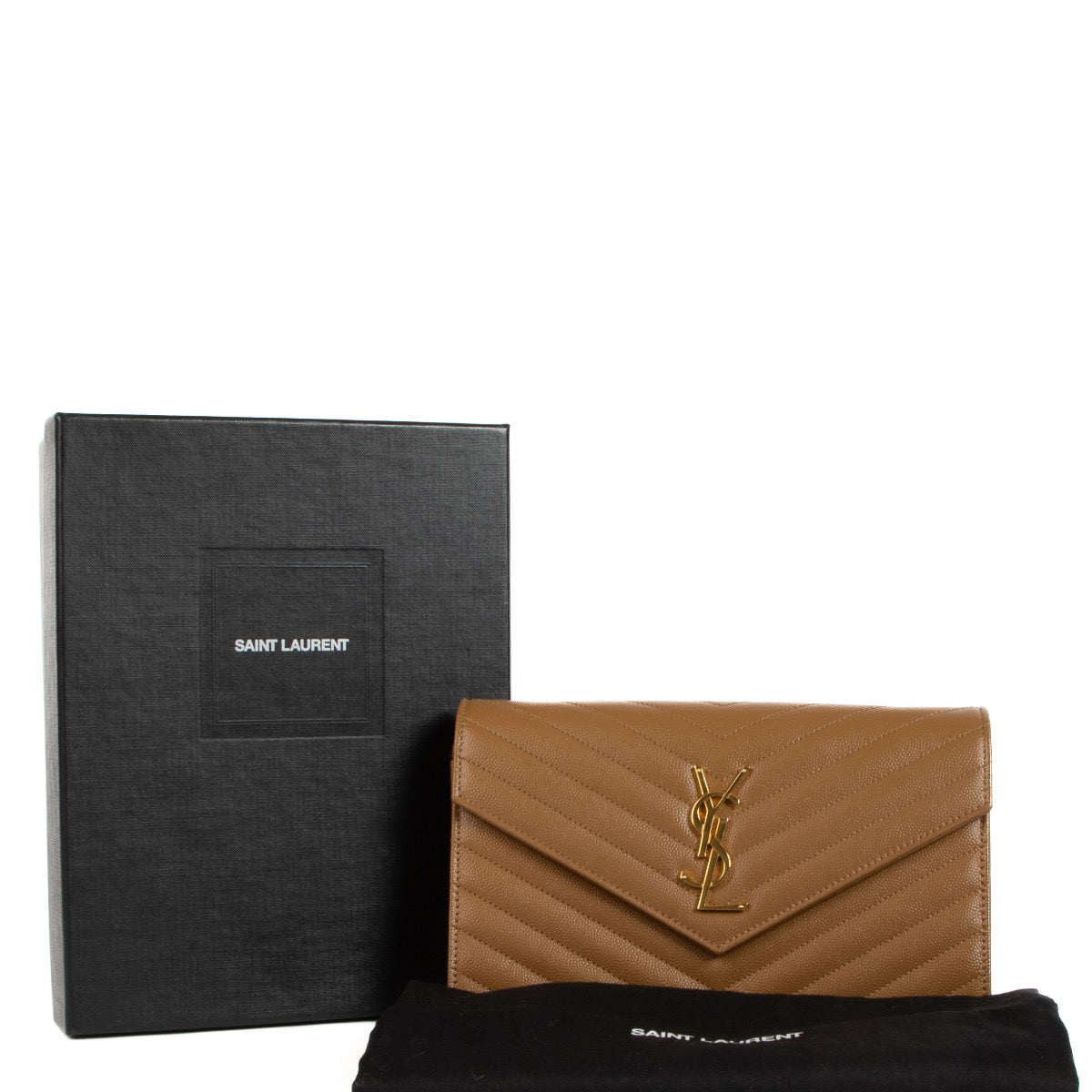 Buy real authentic Saint Laurent Cognac Cassandre Chain Wallet in very good condition at Labellov.com or in Brussels, Knokke and Brussels