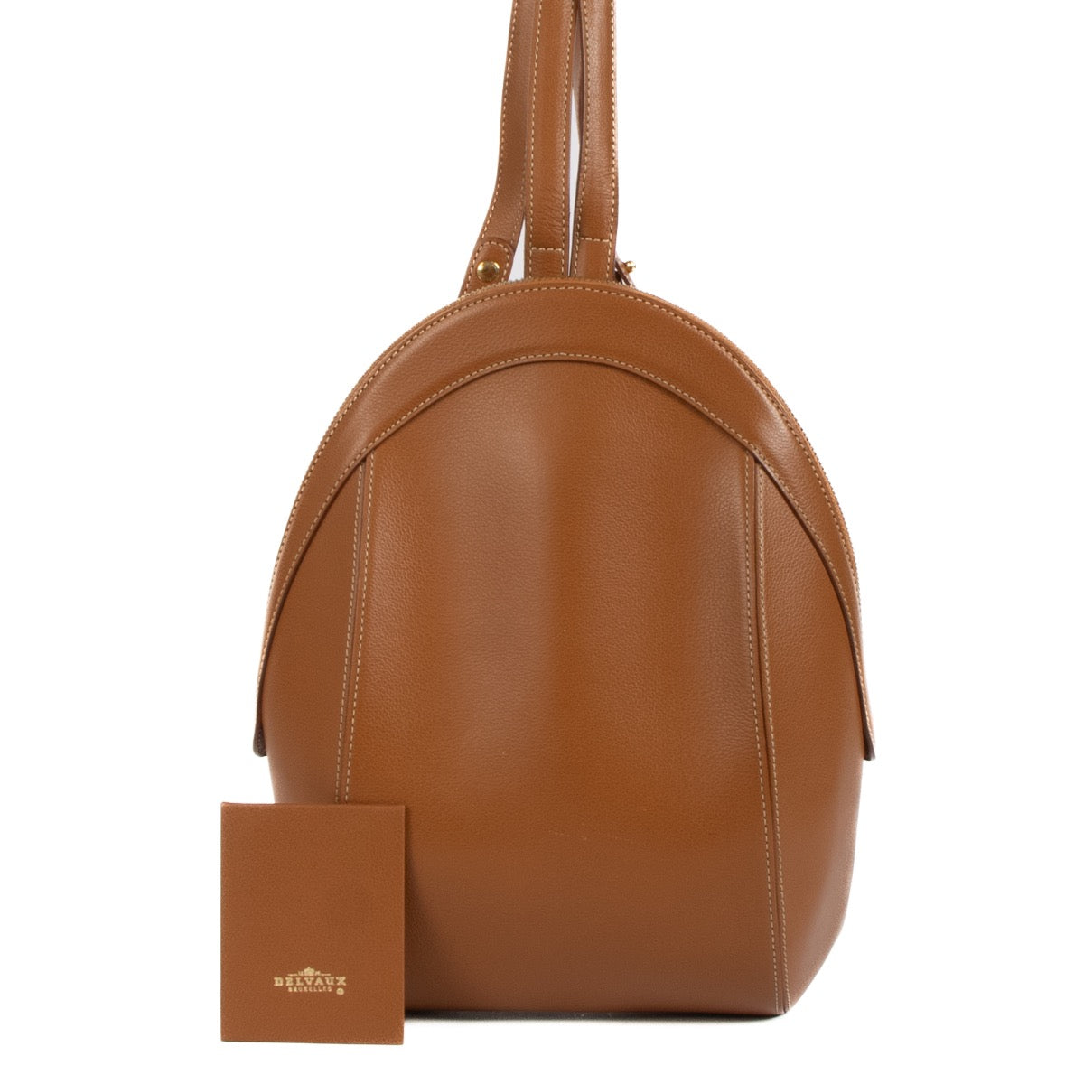Shop vintage luxury designer second hand Delvaux Vintage Amitie Cognac Leather Backpack at Labellov.