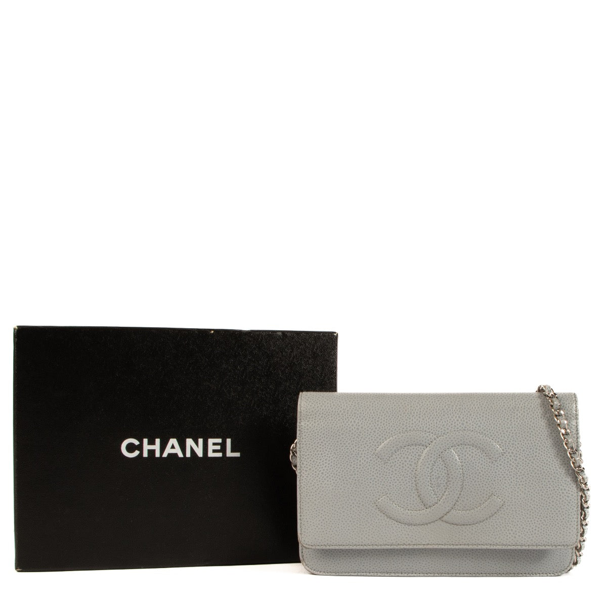 Shop 100% authentic second-hand Chanel Light Blue Caviar Timeless Wallet On Chain on Labellov.com