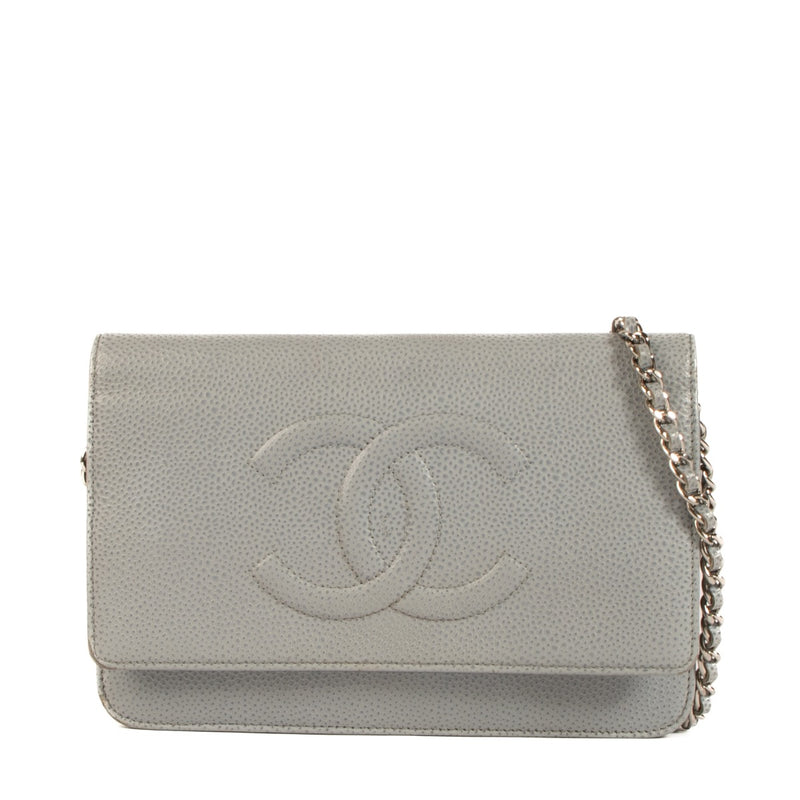 Shop 100% authentic second-hand Chanel Light Blue Caviar Timeless Wallet On Chain on Labellov.com