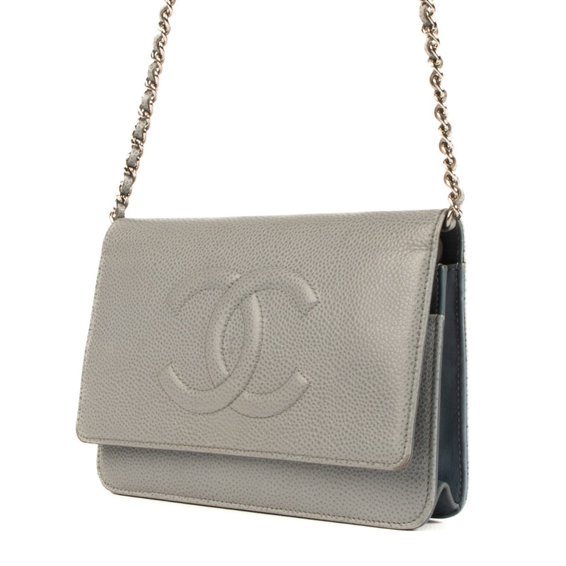 Shop 100% authentic second-hand Chanel Light Blue Caviar Timeless Wallet On Chain on Labellov.com