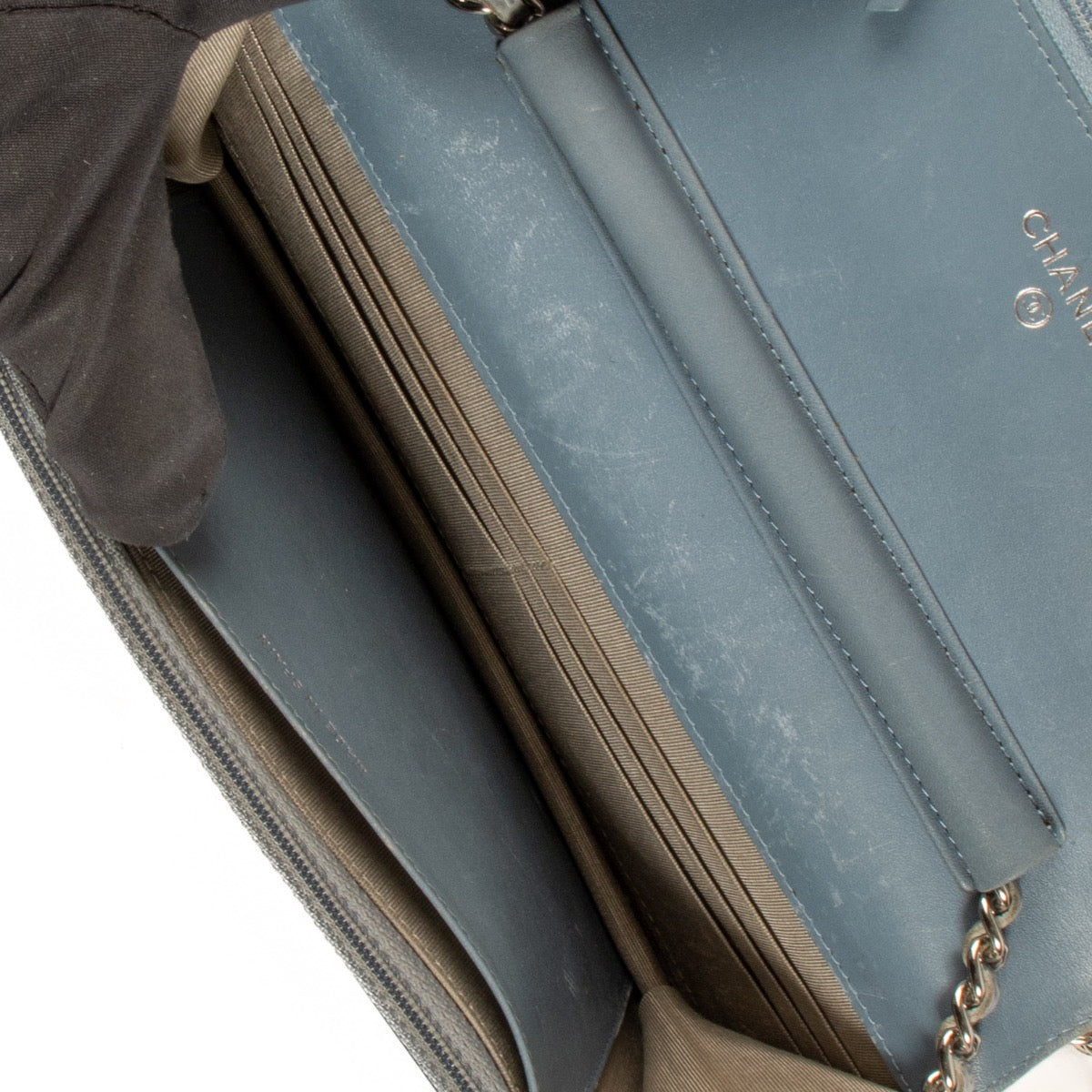 Shop 100% authentic second-hand Chanel Light Blue Caviar Timeless Wallet On Chain on Labellov.com