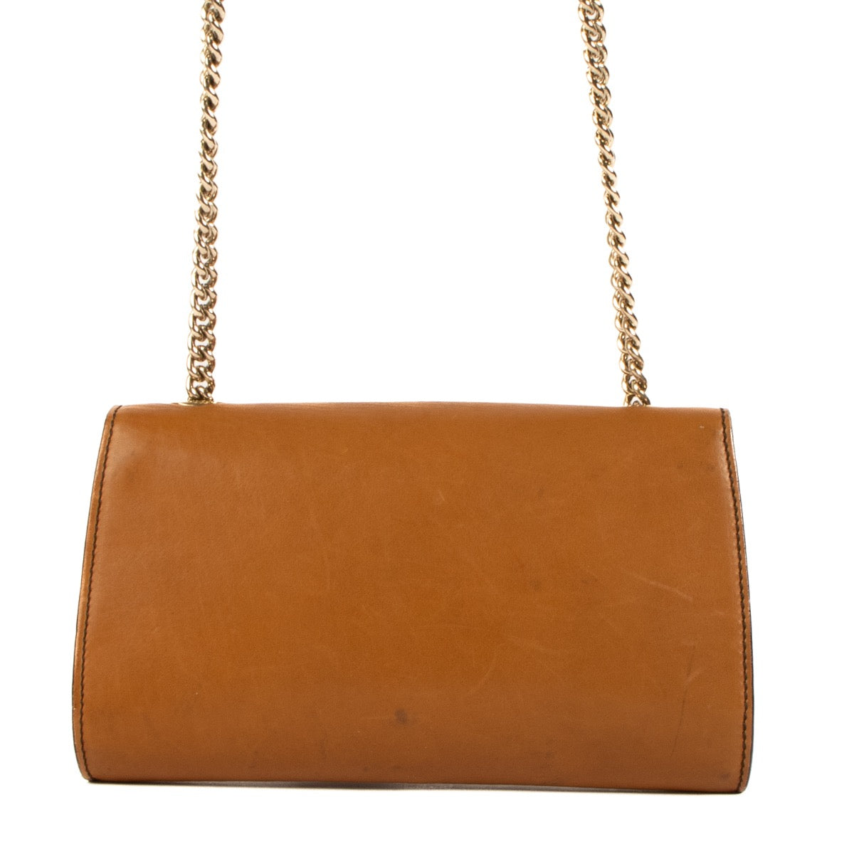 Shop safe online at Labellov in Antwerp, Brussels and Knokke this 100% authentic second hand Gucci Camel Emily Mini Chain Crossbody Bag