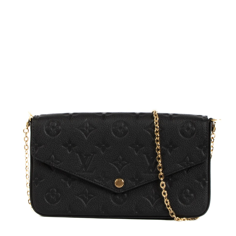 Buy this Louis Vuitton Black Empreinte Leather Pochette Felicie in very good condition safe online at Labellov.com or in Brussels, Knokke and Antwerp