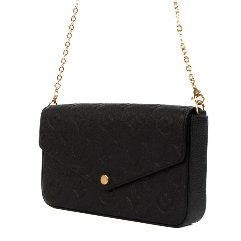 Buy this Louis Vuitton Black Empreinte Leather Pochette Felicie in very good condition safe online at Labellov.com or in Brussels, Knokke and Antwerp