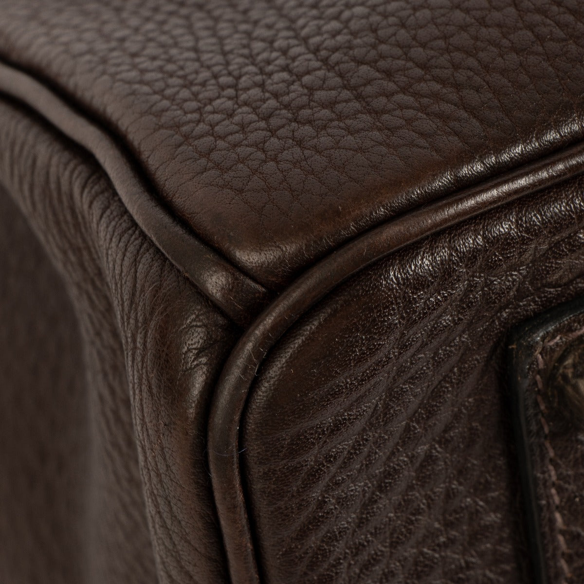 Authentic vintage Hermès Birkin 35 Ebene Togo Palladium Hardware on www.labellov.com
