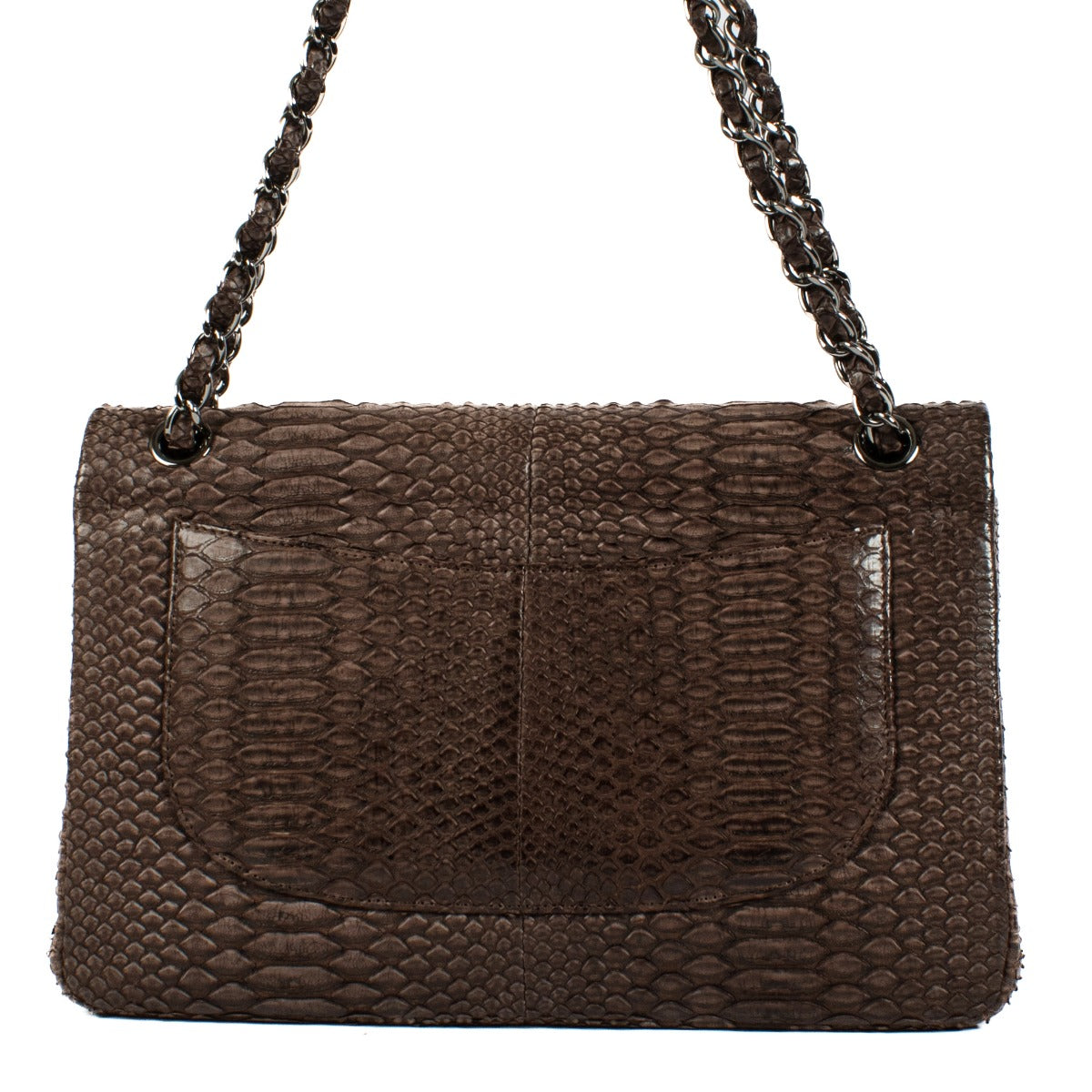 Chanel Taupe Python Large Classic Flap Bag