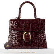 Delvaux Rosewood Shiny Alligator Brillant MM Bag