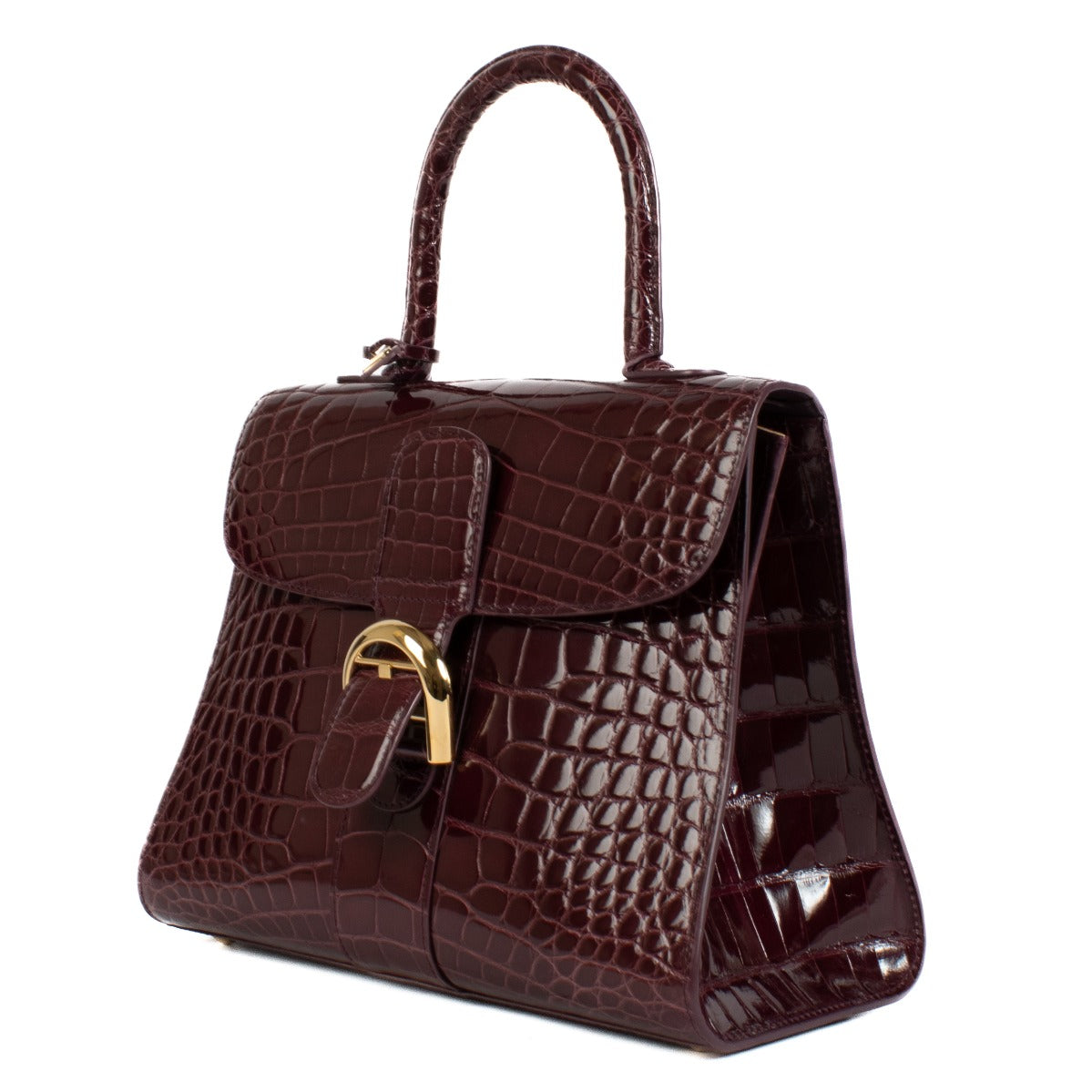 Authentic second hand Delvaux Rosewood Shiny Alligator Brillant MM Bag on www.labellov.com