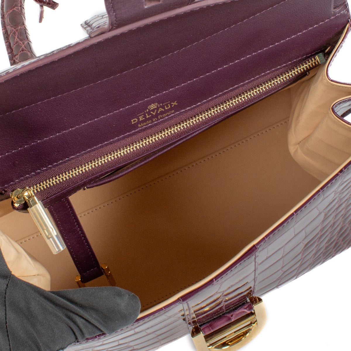 Delvaux Rosewood Glanzende Alligator Brillant MM Tas