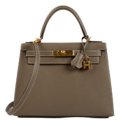 Shop authentic second hand Hermès Kelly II Sellier 28 Veau Epsom Etoupe on www.labellov.com