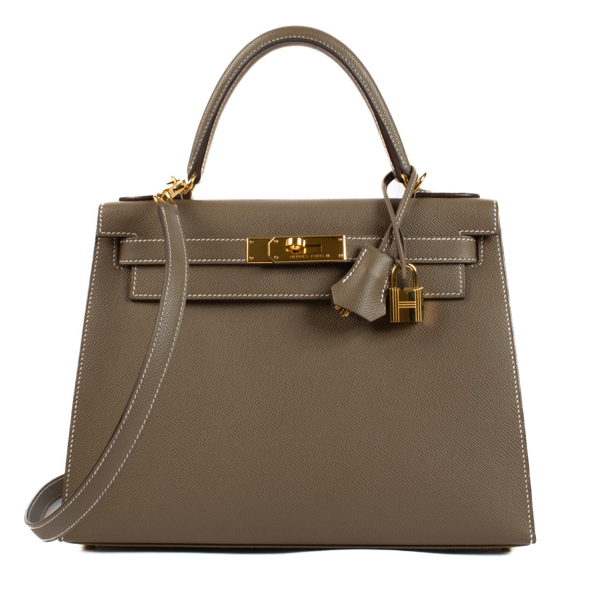 Shop authentic second hand Hermès Kelly II Sellier 28 Veau Epsom Etoupe on www.labellov.com