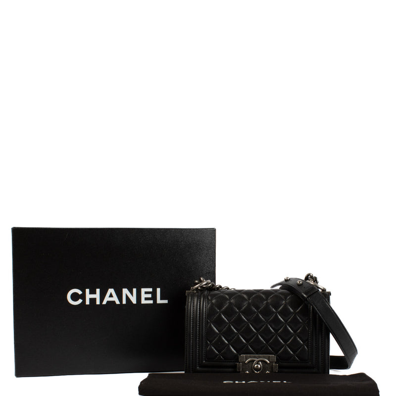 Chanel Black Calfskin Small Boy Chanel Bag