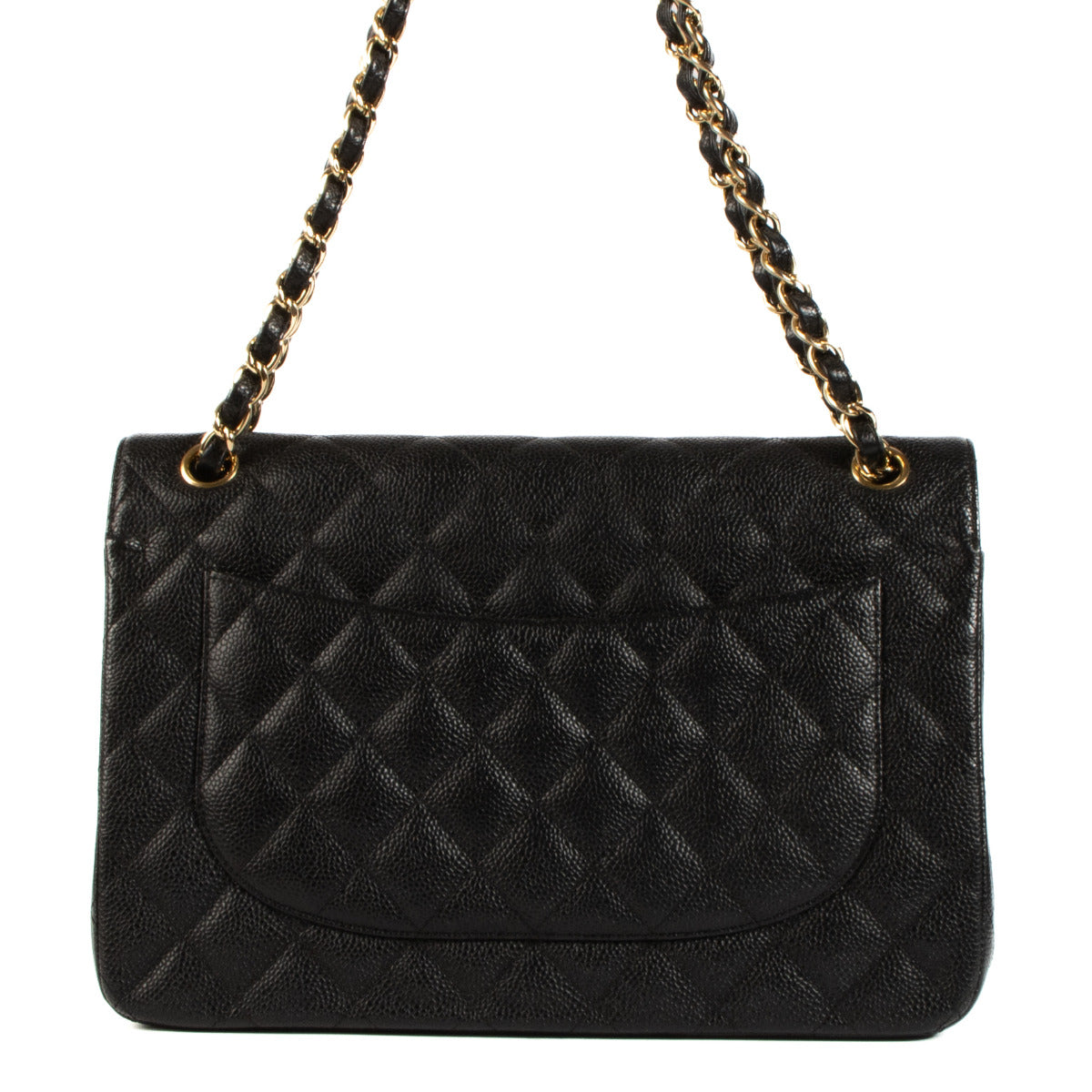 Sac Chanel grand modèle Classique à rabat en cuir caviar noir