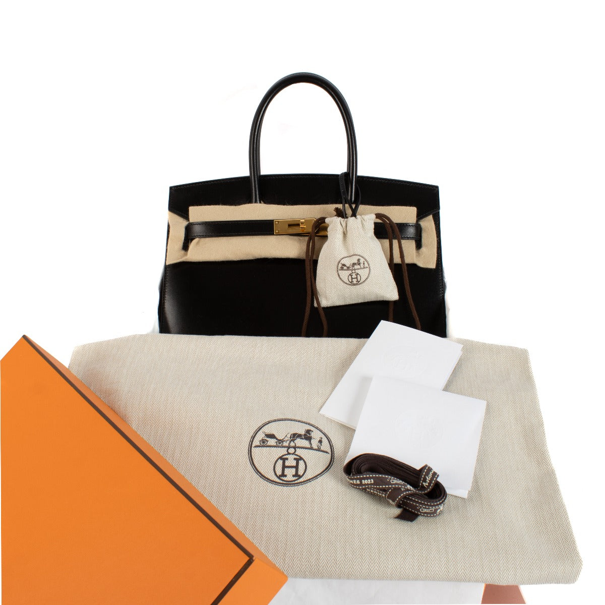 Authentic second hand Hermès 2023 Birkin Sellier 30 Black Box on www.labellov.com