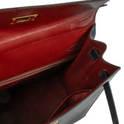 Vintage authentic second hand Hermès 1992 Kelly Sellier 32 Rouge Vif/Vert Foncé/Bleu Indigo Veau Box on www.labellov.com