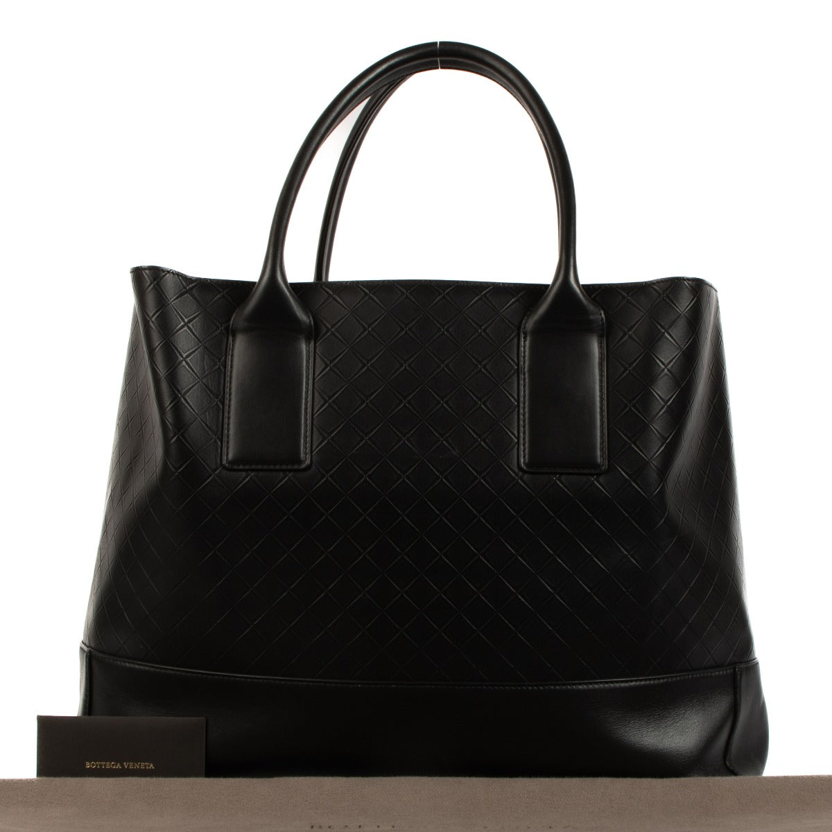 Sac cabas Bottega Veneta en cuir gaufré noir Intarsio