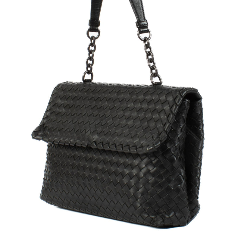 Bottega Veneta Black Intrecciato Olimpia Bag
