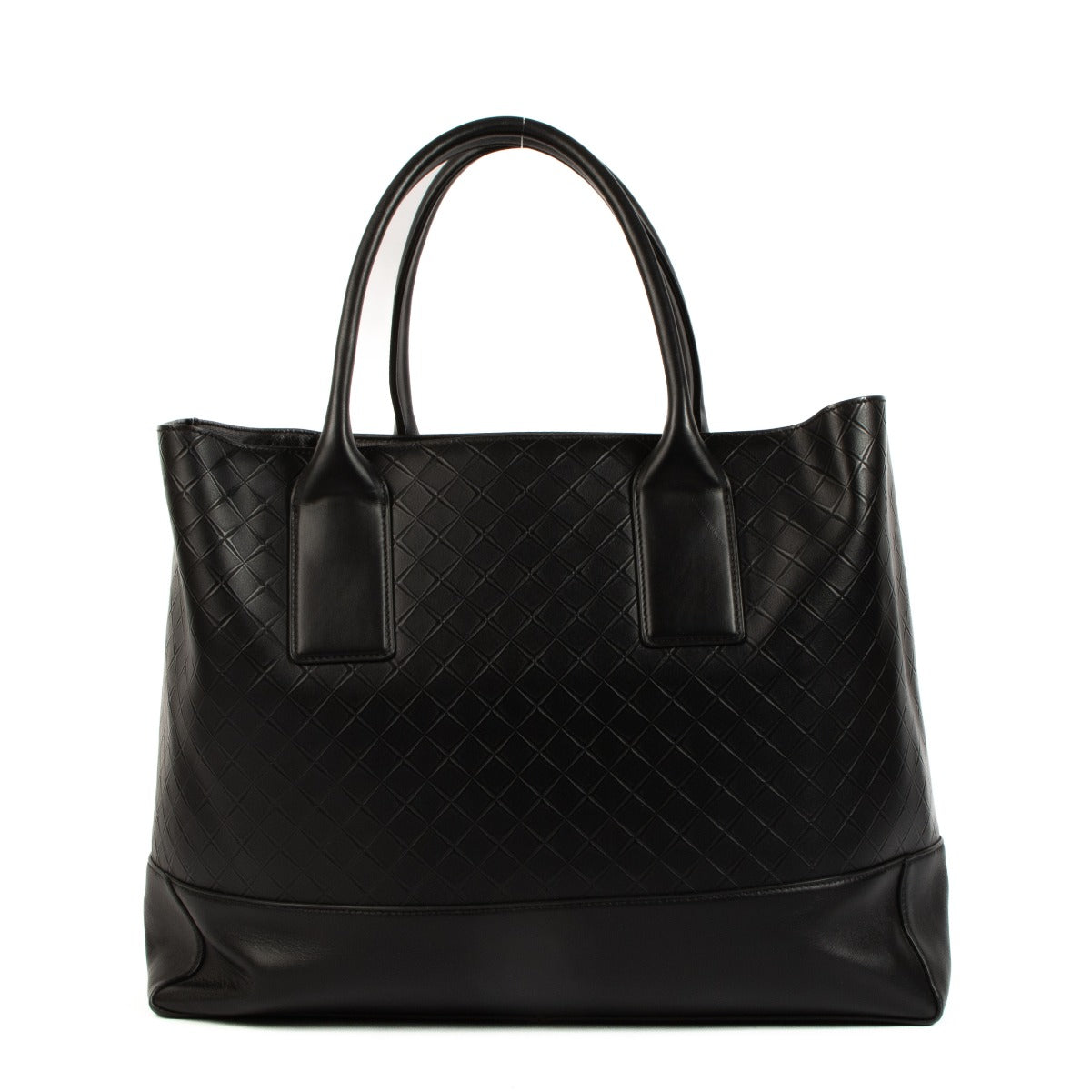 Sac cabas Bottega Veneta en cuir gaufré noir Intarsio