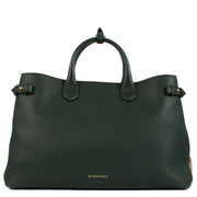 Shop safe online at Labellov in Antwerp, Brussels and Knokke this 100% authentic second hand Burberry Green Leather Check Medium Banner Shoulder Bag