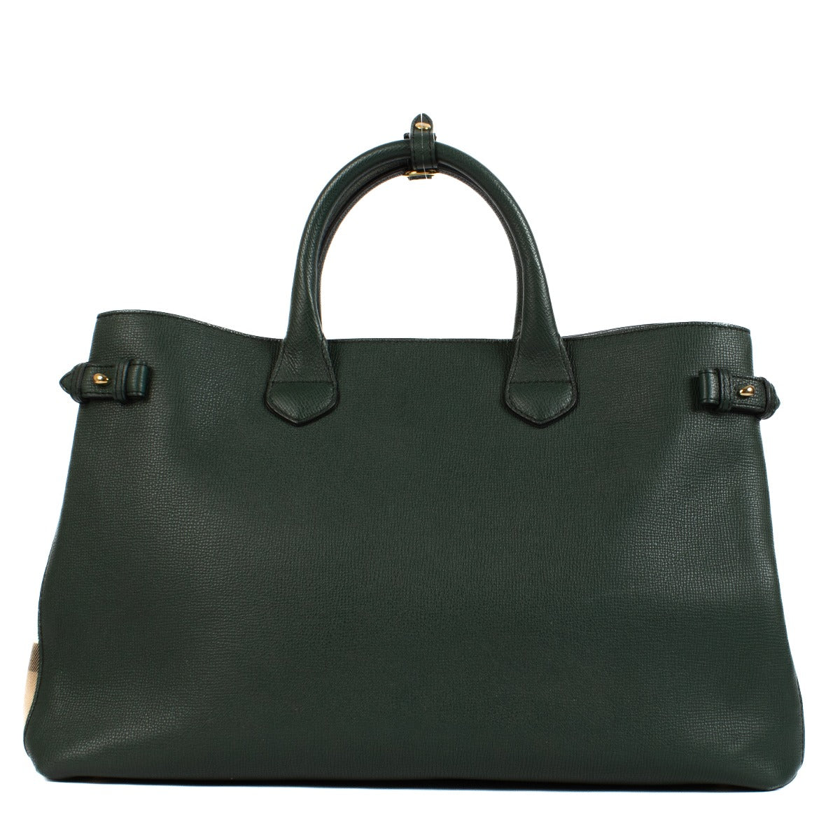 Shop safe online at Labellov in Antwerp, Brussels and Knokke this 100% authentic second hand Burberry Green Leather Check Medium Banner Shoulder Bag