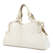 Shop safe online at Labellov in Antwerp, Brussels and Knokke this 100% authentic second hand Cartier White Leather Marcello Medium Shoulder bag