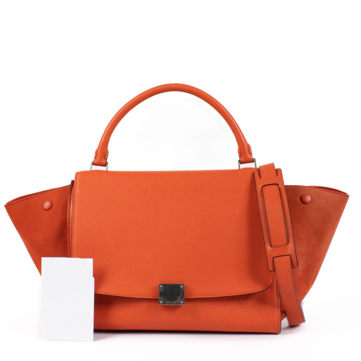 Celine Orange Leather/Suede Medium Trapeze Bag