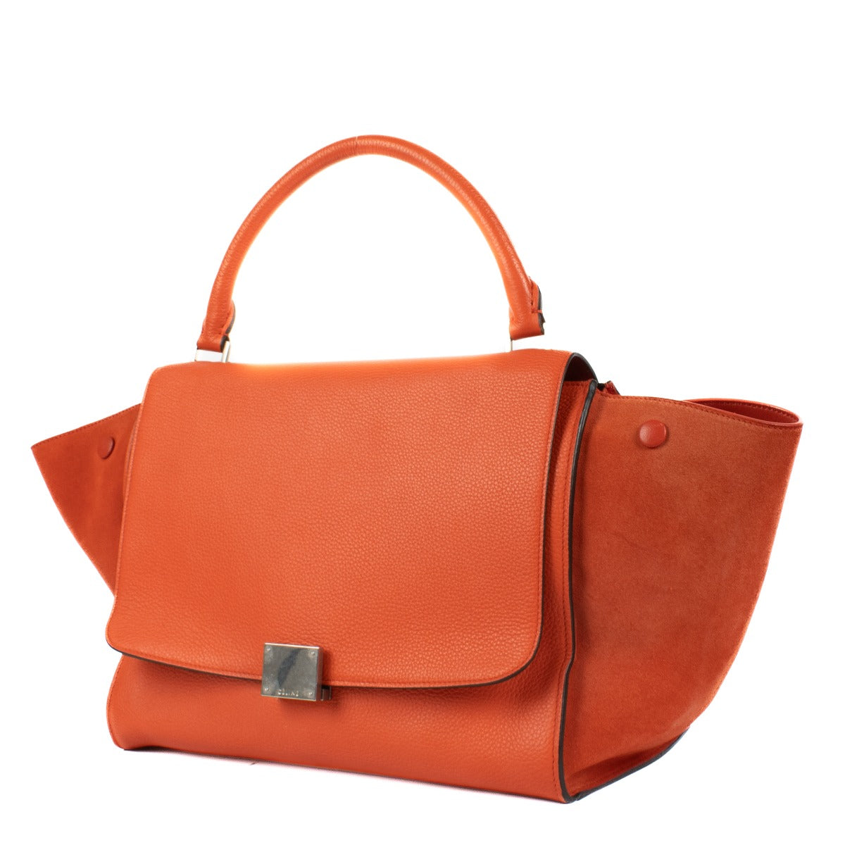 Sac trapèze moyen Celine en cuir/daim orange