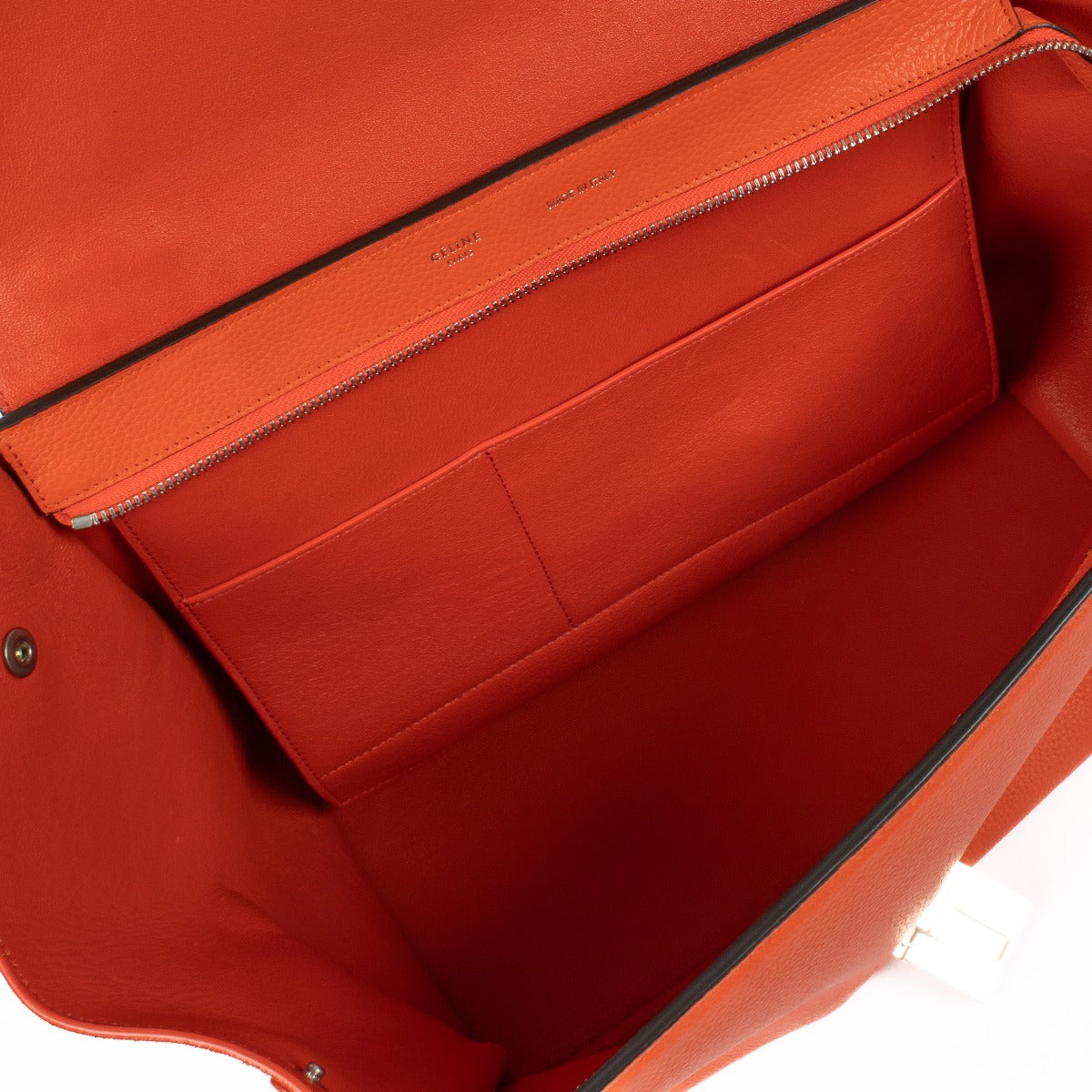 Sac trapèze moyen Celine en cuir/daim orange