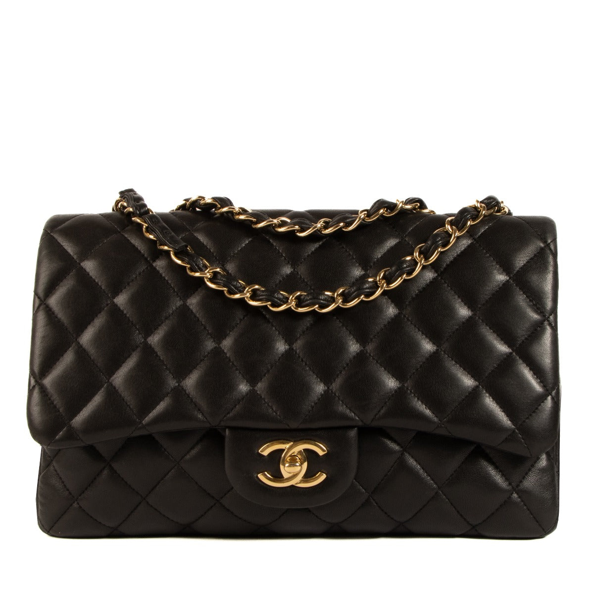 Chanel Black Lambskin Large Classic Single Flap Bag