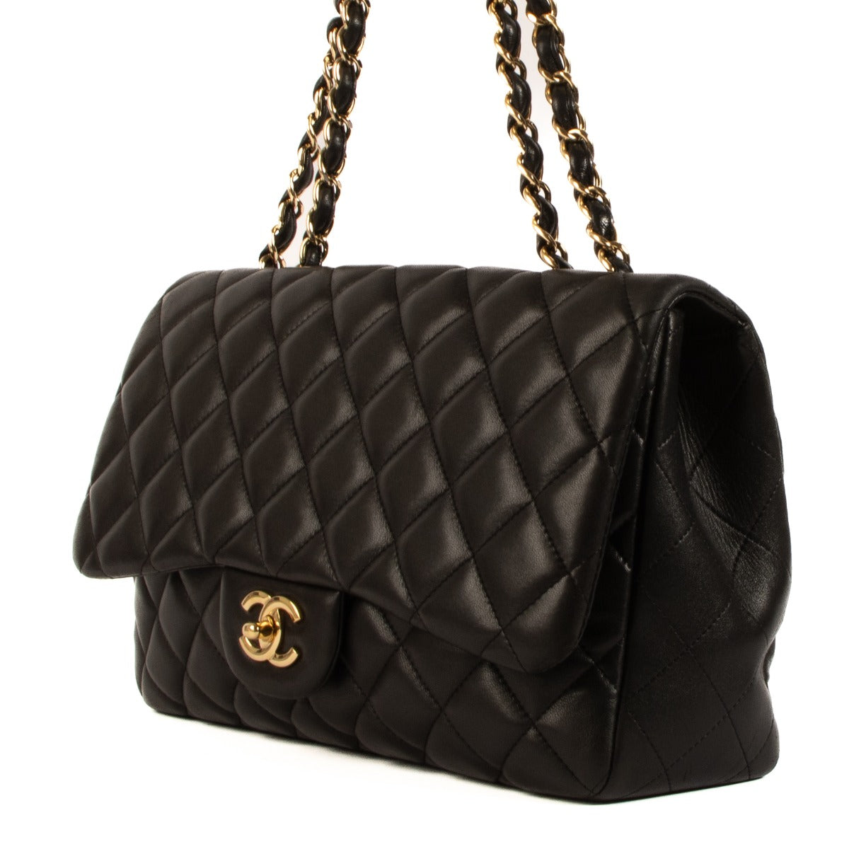 Chanel Black Lambskin Large Classic Single Flap Bag