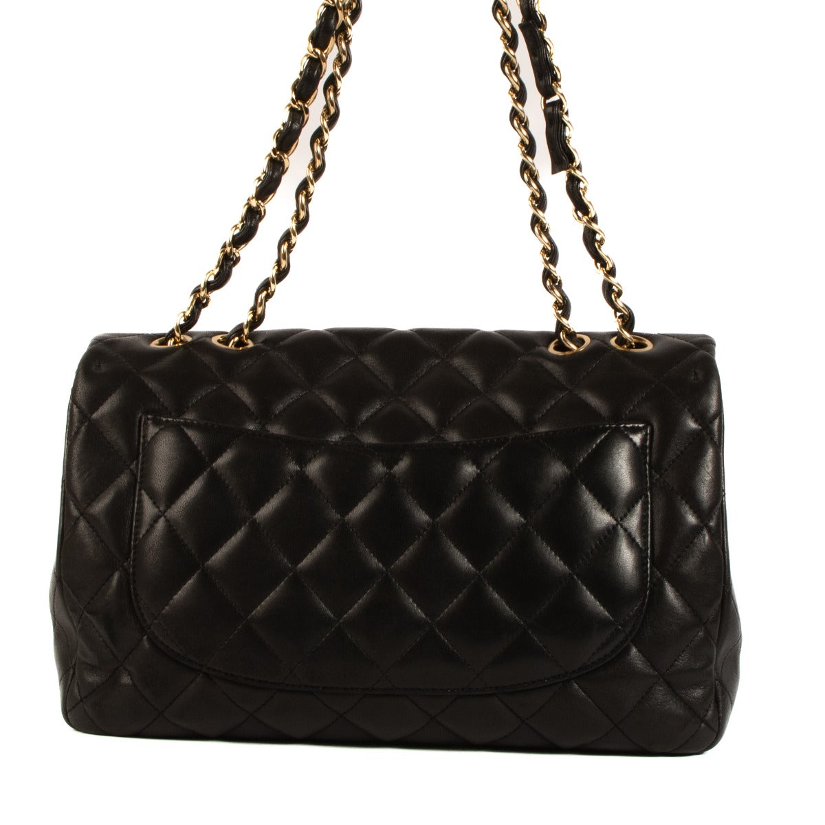 Chanel Zwart Lamsleer Grote Klassieke Single Flap Tas
