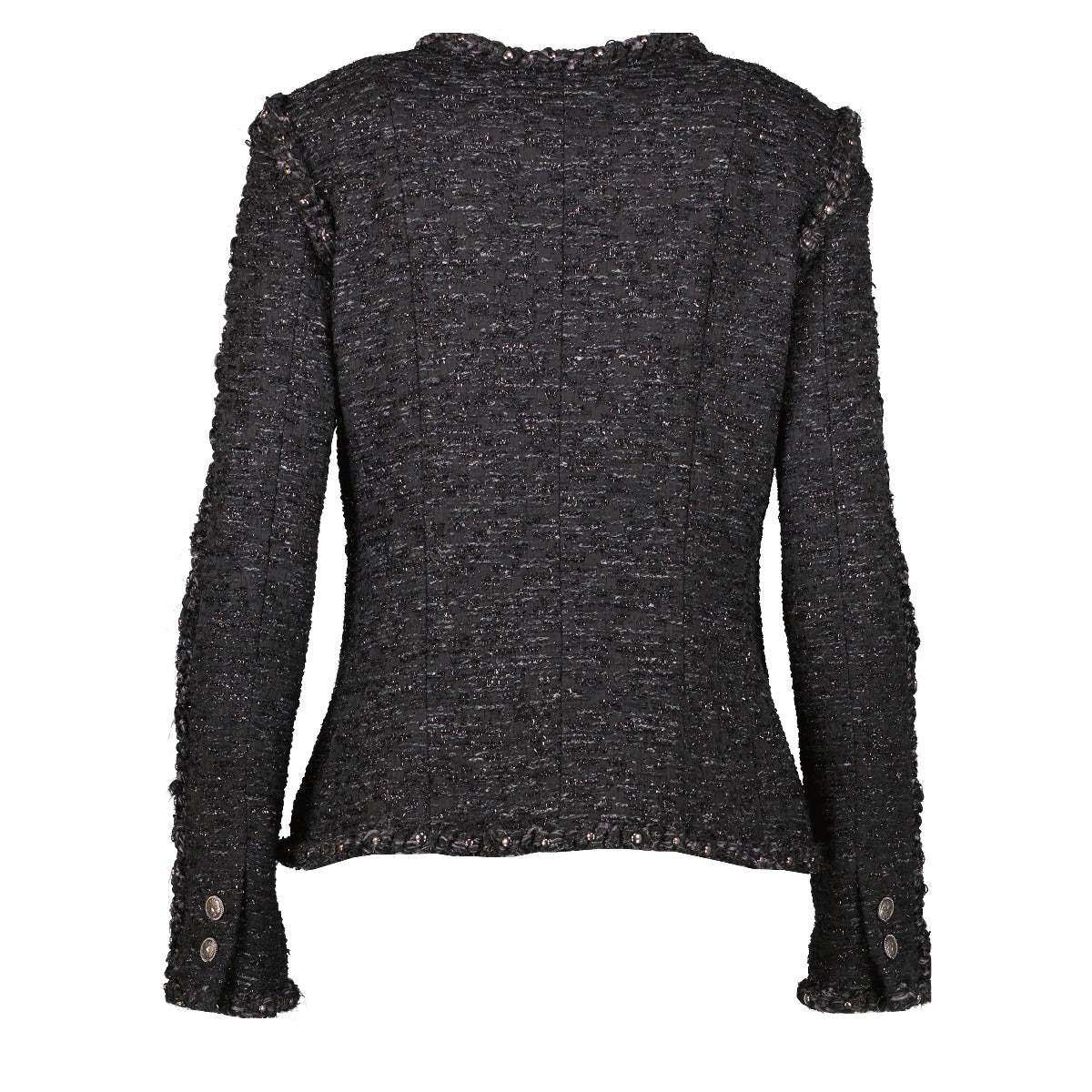 Shop authentic second hand Chanel Black Tweed Paris-Dallas Coat - Size 38 on Labellov.com