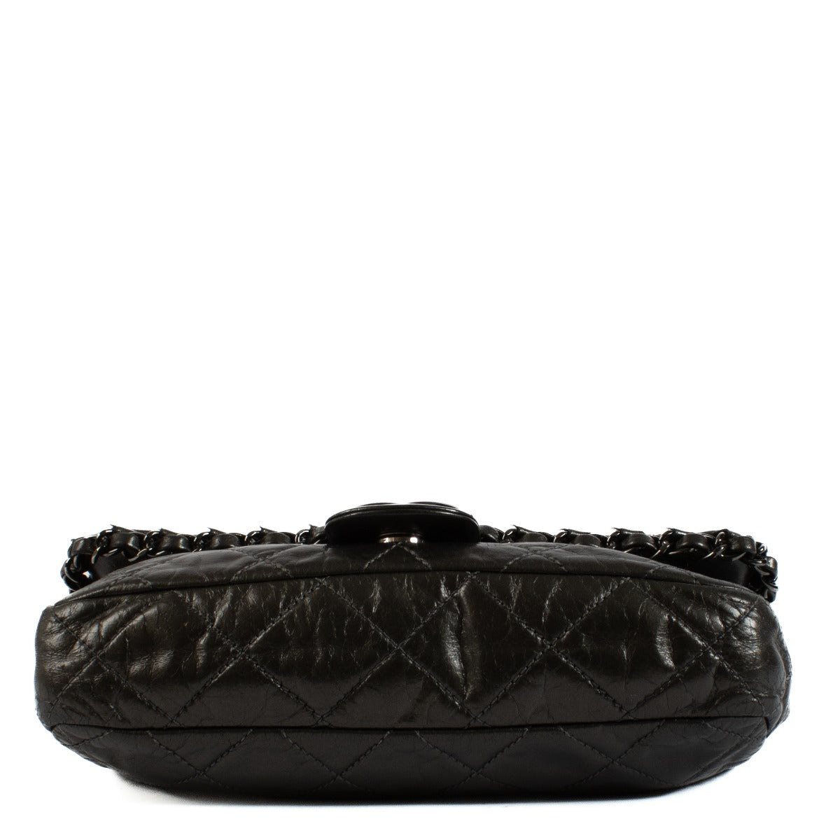Sac à rabat Chanel Chain Me petit modèle en veau métallisé