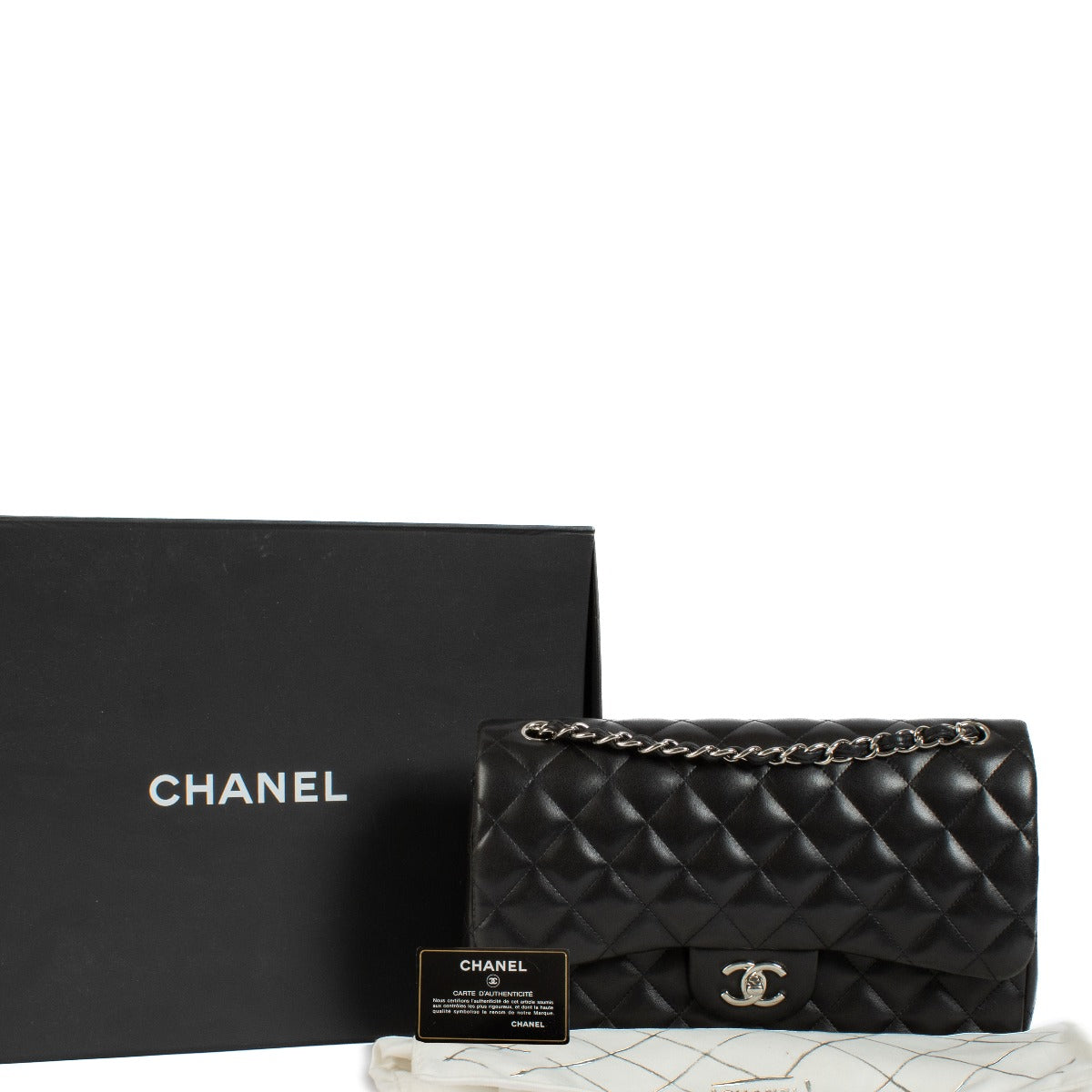Chanel Black Lambskin Large Classic Double Flap Bag