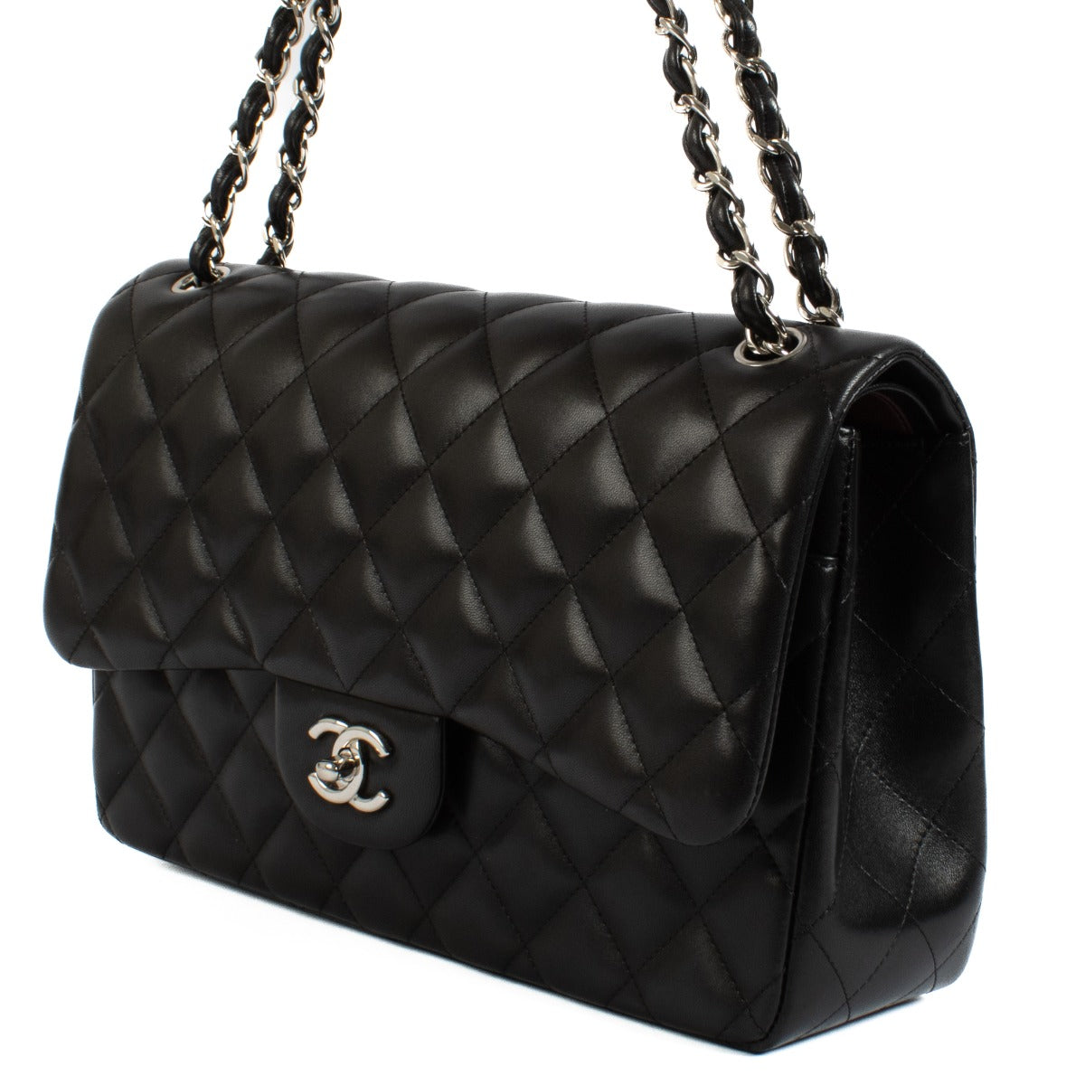 Shop authentic vintage luxury designer second hand Chanel Black Lambskin Large Classic Bag on www.labellov.com