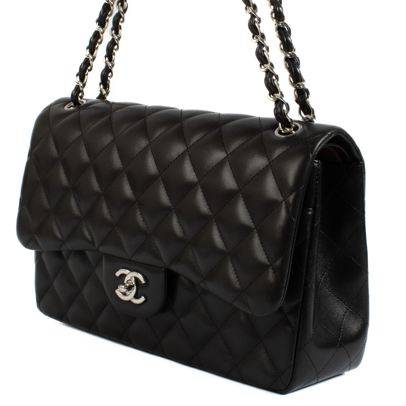 Shop authentic vintage luxury designer second hand Chanel Black Lambskin Large Classic Bag on www.labellov.com