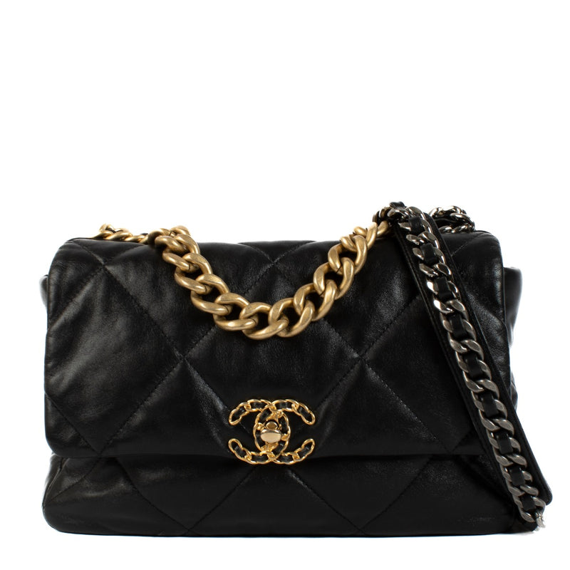 Chanel Black Lambskin Large 19 Bag