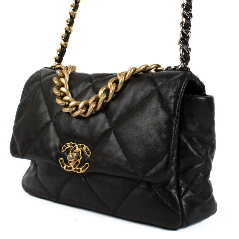 Chanel Black Lambskin Large 19 Bag