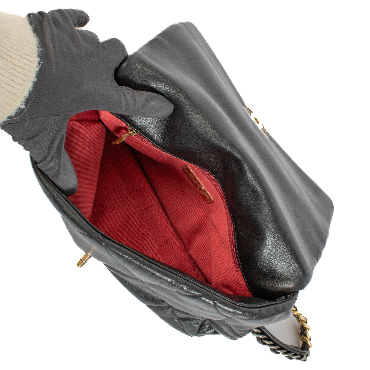 Chanel Zwart Lamsleer Grote 19 Tas